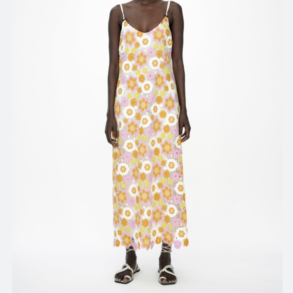 Zara Floral Midi Dress - Yellow, Pink, White